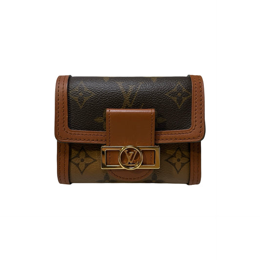 Used LOUIS VUITTON Monogram Monogram Reverse Portefeuille Dauphine Compact Wallet Brown Caramel
