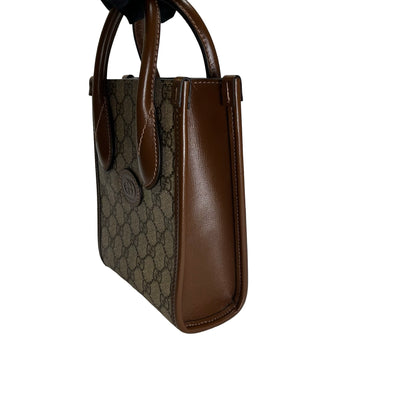 Used GUCCI GG Supreme Interlocking G Mini Tote Bag Tote Bag Beige Brown
