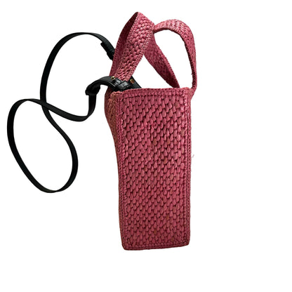 Used LOEWE Raffia Standard A4 Tote Bag Tote Bag Pink Black
