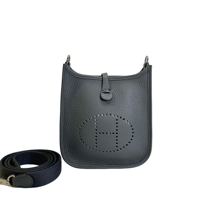 Brand New HERMES Clemence Mini Evelyne Cross body bag Grey PHW