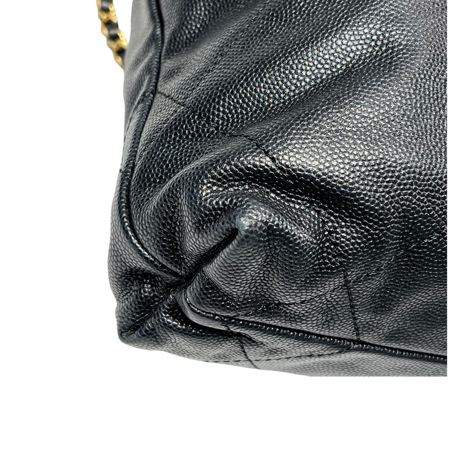 Used CHANEL Calfskin Leather Mini 22 Bucket Bag Black GHW