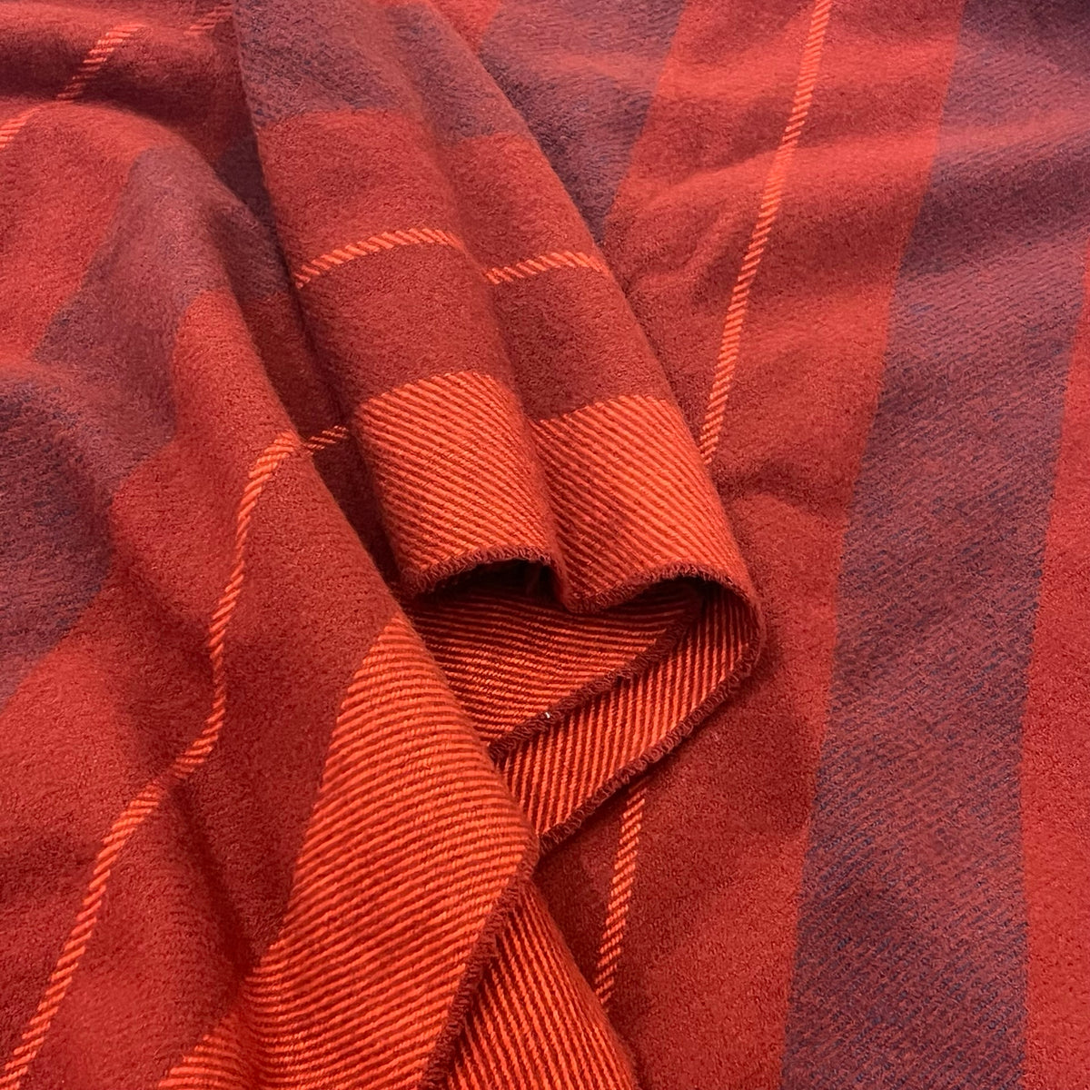 Used HERMES Stripes Poncho Clothes Red Orange Brown