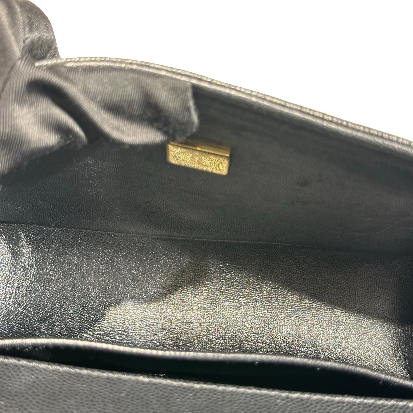 Used CHANEL Caviar Leather Boy 20cm Chain Shoulder Bag Black GHW