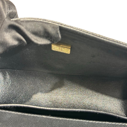Used CHANEL Caviar Leather Boy 20cm Chain Shoulder Bag Black GHW