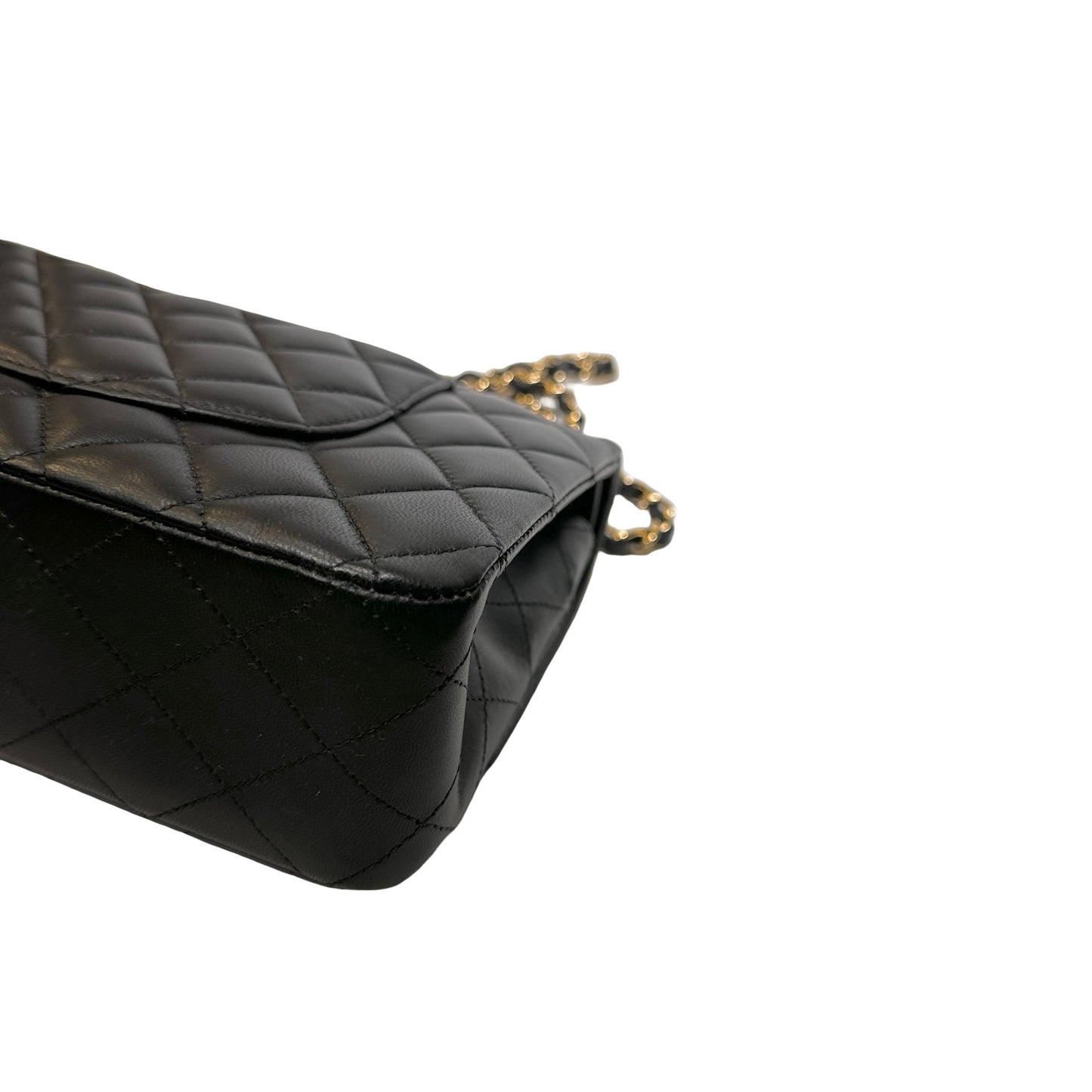 Used CHANEL Lambskin CF 25 Clambskin Chain Shoulder Bag Black