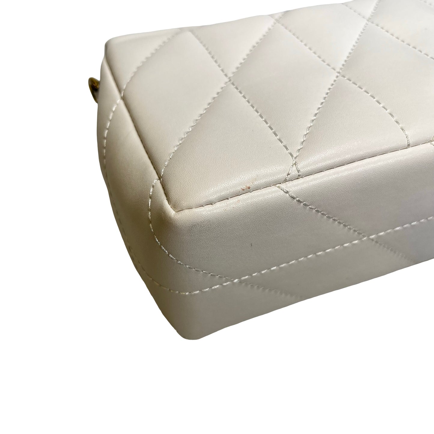 Used COACH Quilted Leather Quilted Tabby Chain Shoulder Bag White GHW