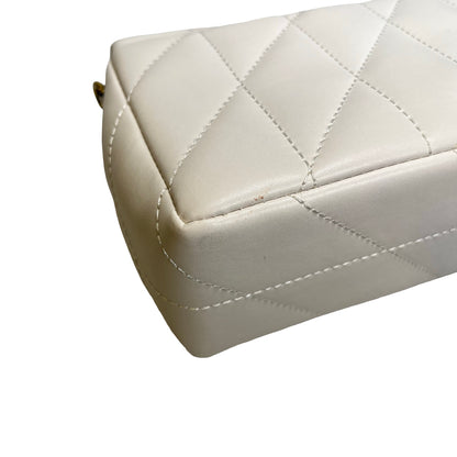 Used COACH Quilted Leather Quilted Tabby Chain Shoulder Bag White GHW