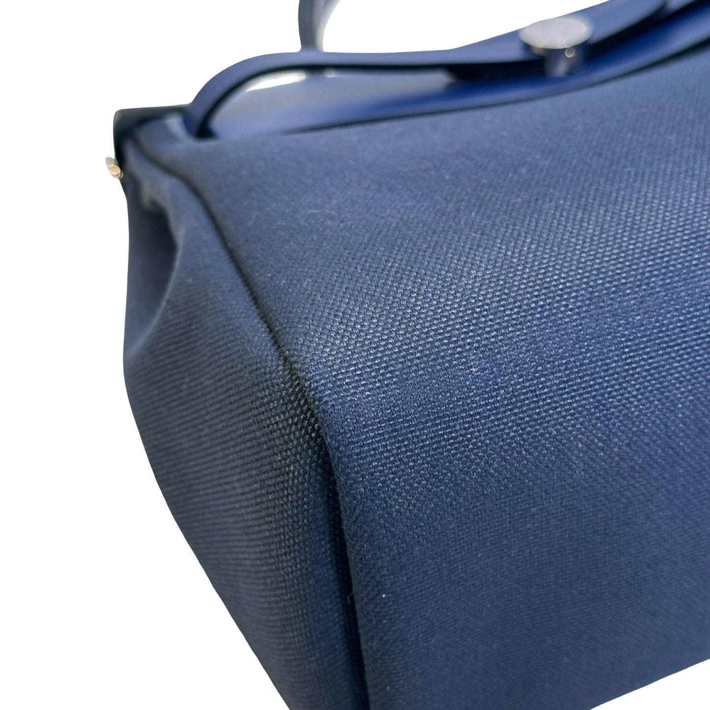 Used HERMES Canvas Leather Herbag 31 Handbag Navy PHW