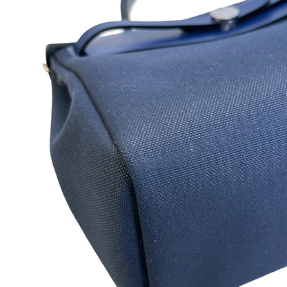 Used HERMES Canvas Leather Herbag 31 Handbag Navy PHW