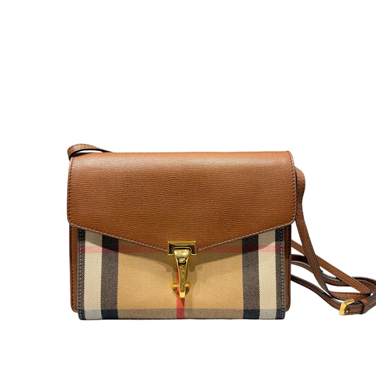 Used Burberry Calfskin Leather Cross Body Bag Brown GHW