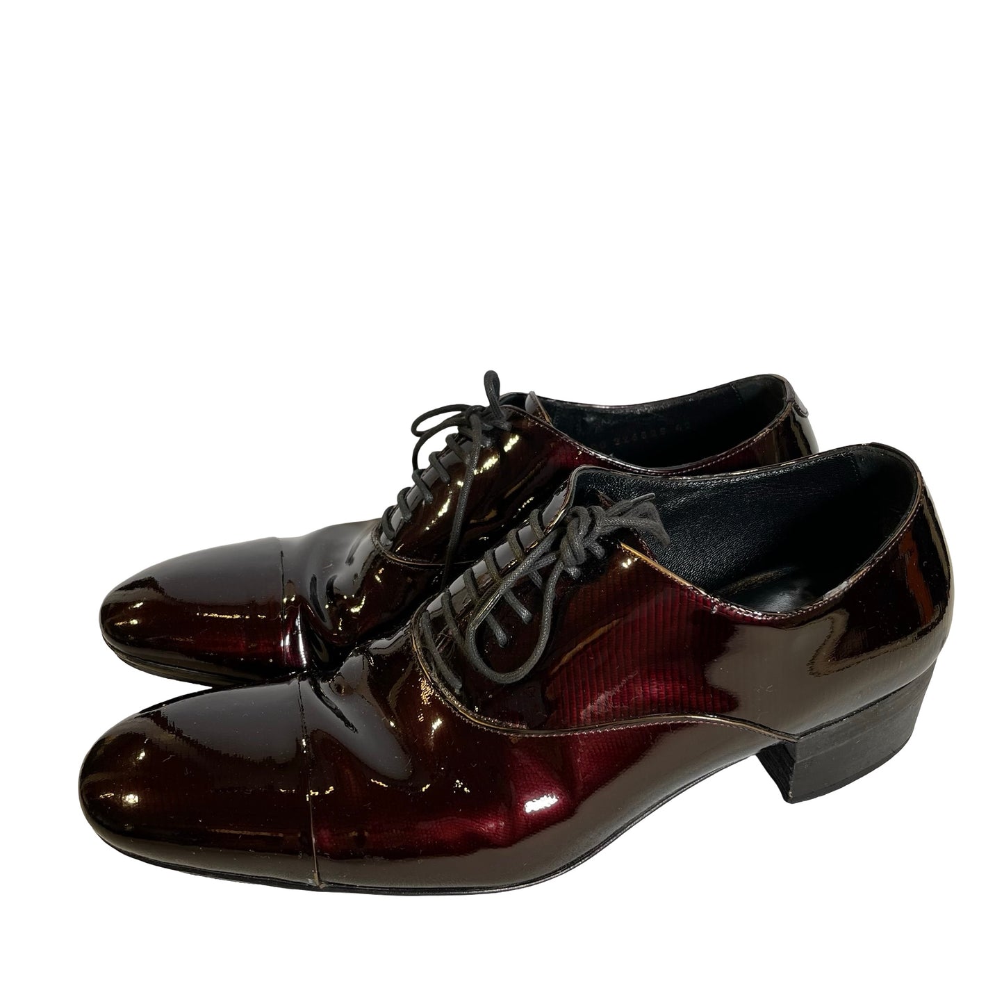 Used YSL Patent Leather Patent Leather Oxford Shoes Shoes Burgundy