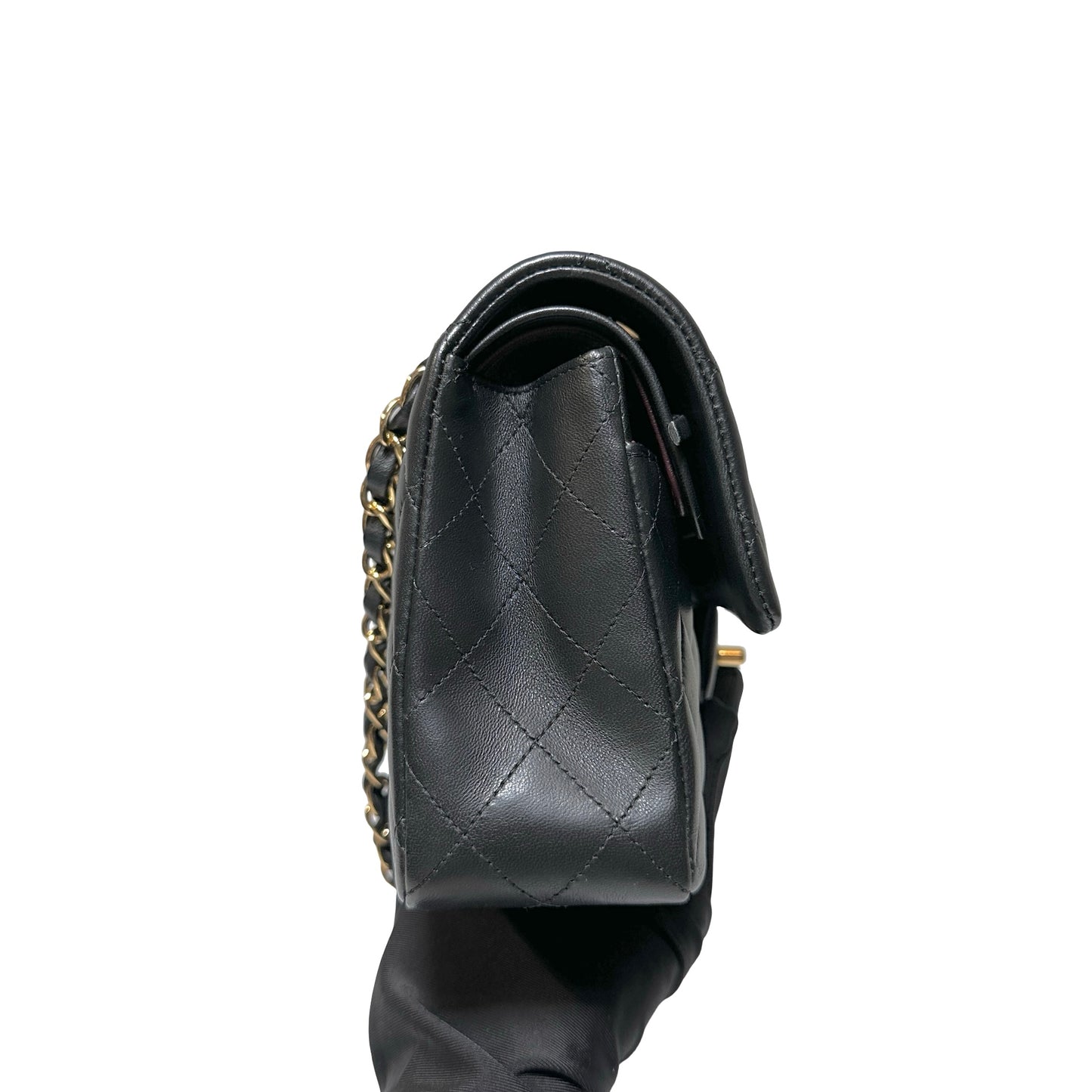 Used Chanel Calfskin Leather CF 23 Shoulder Bag Black GHW