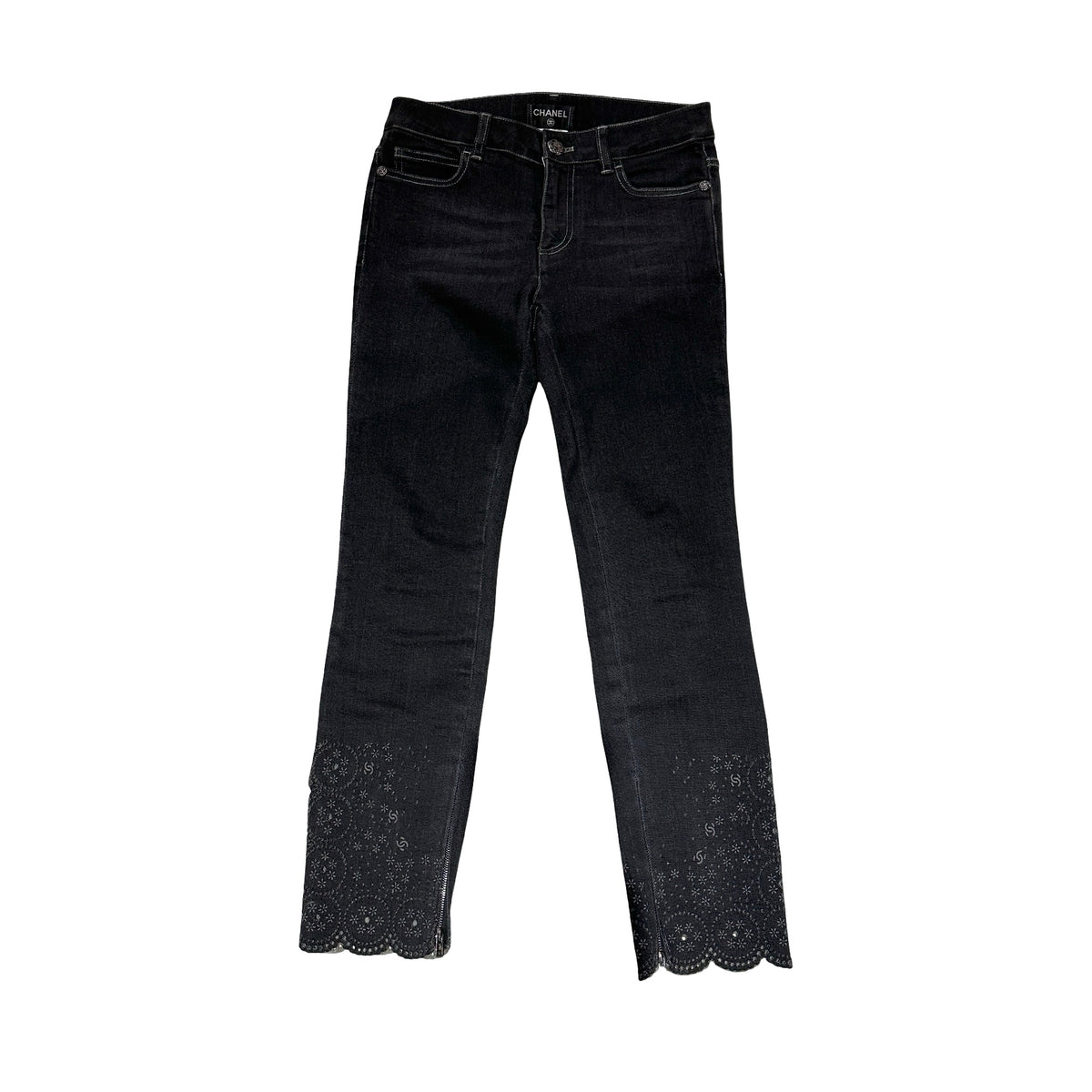 Used CHANEL Denim Jeans Pants Black