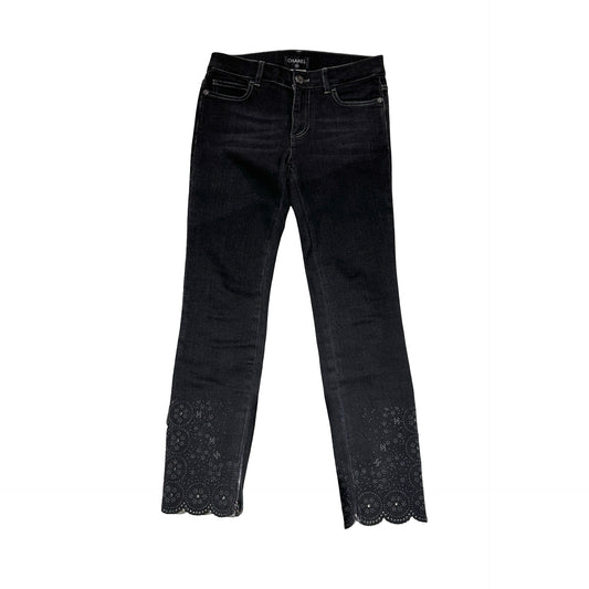 Used CHANEL Denim Jeans Pants Black