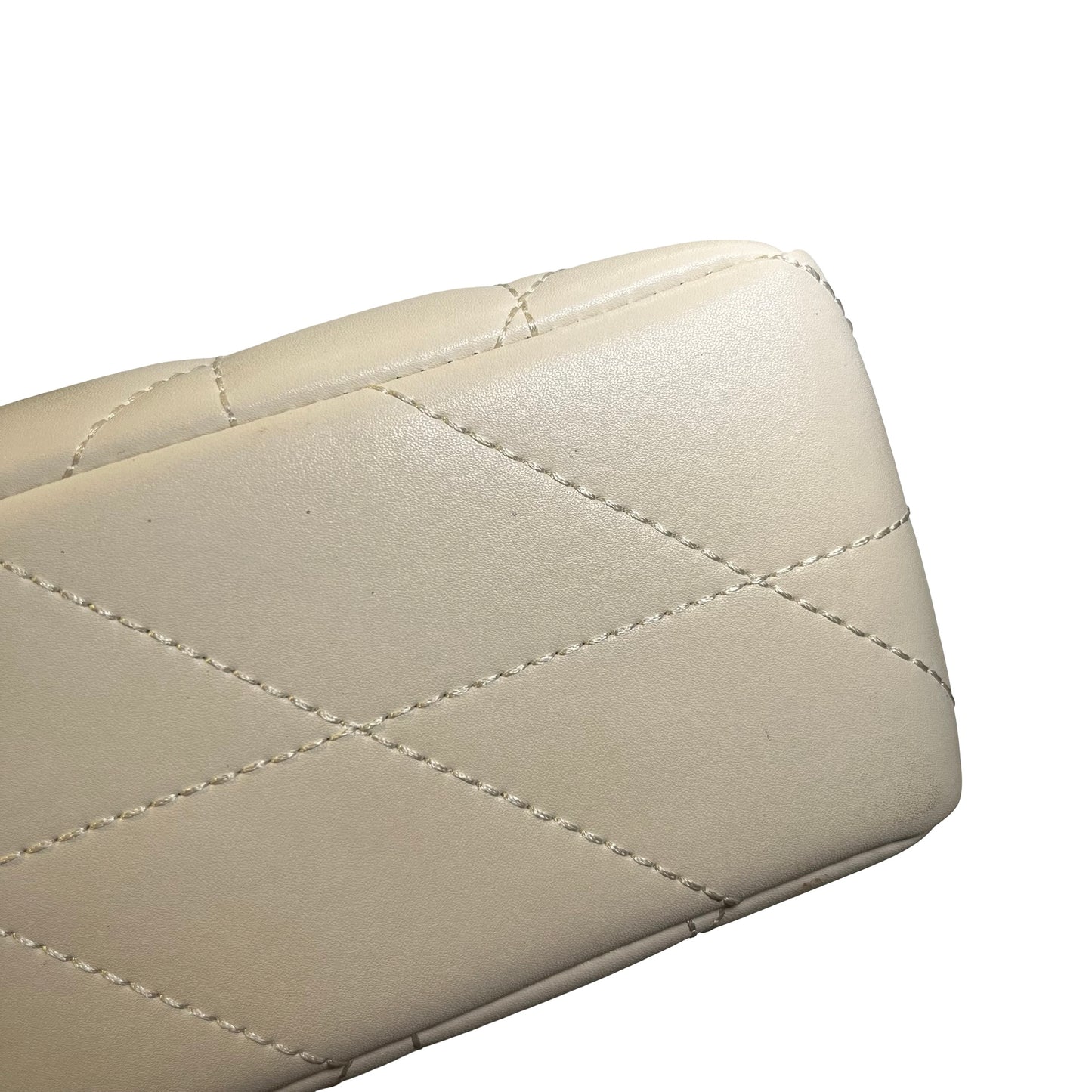 Used COACH Quilted Leather Quilted Tabby Chain Shoulder Bag White GHW