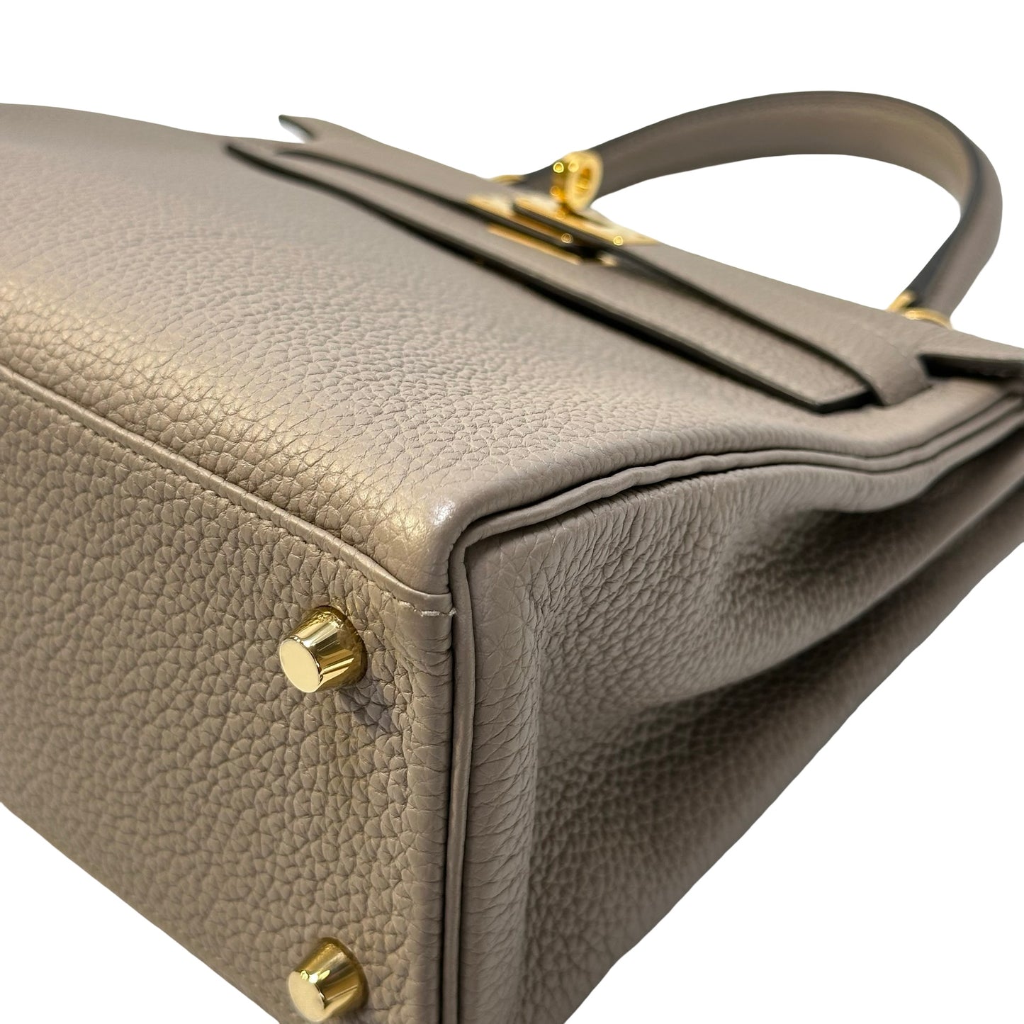 Used HERMES Togo Kelly 25 Handbag Gris Meyer Gold Hardware