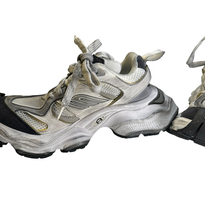Used BALENCIAGA Mesh Nylon Runner Sneakers White Black Silver