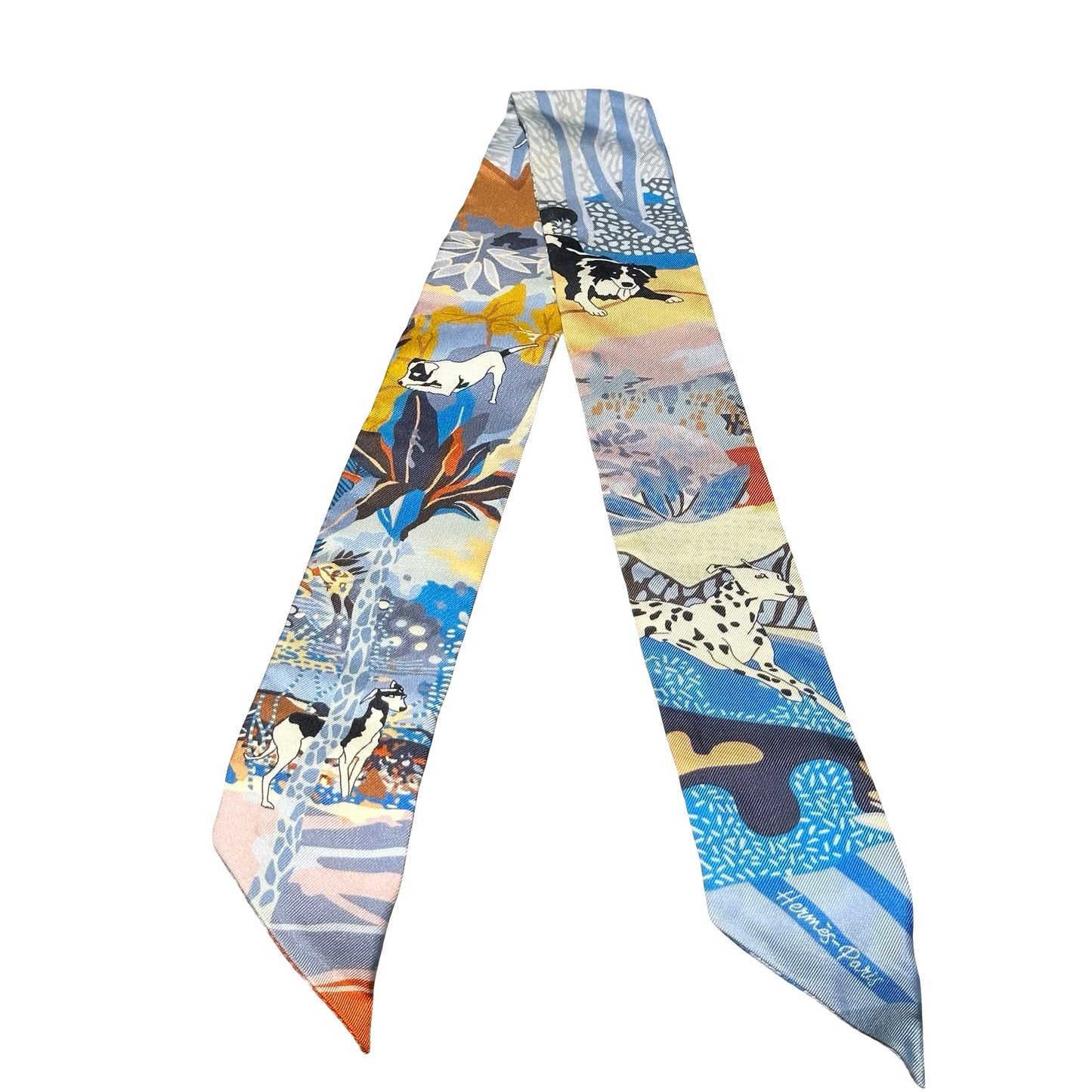 Used HERMÈS Twilly Puppy Accessories Blue Orange (93)