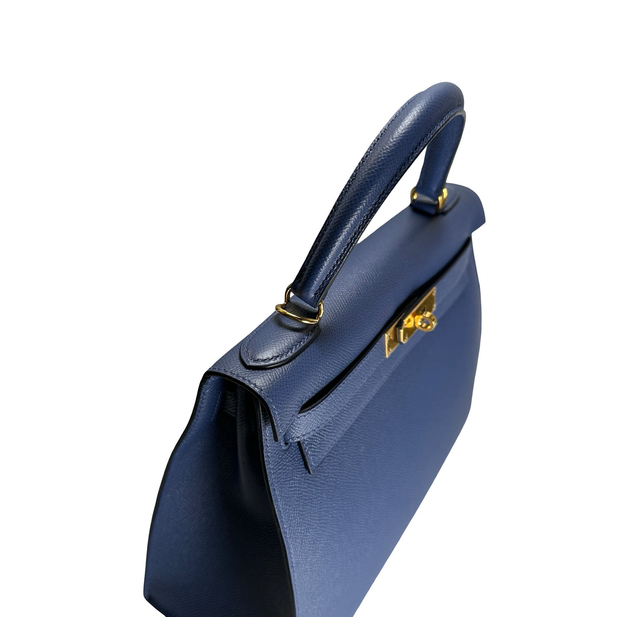 Used HERMES Epsom Kelly 28 with strap Handbag Blue Gold