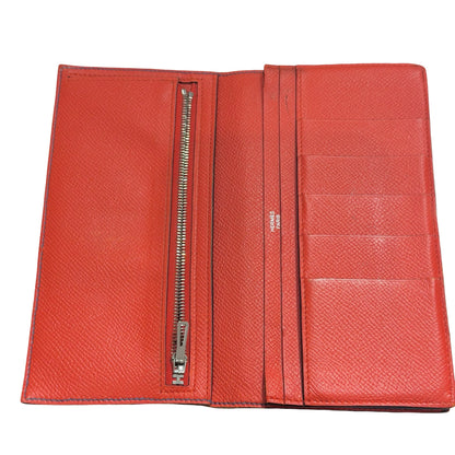 Used HERMÈS Bearn Wallet Navy Blue Orange (93)