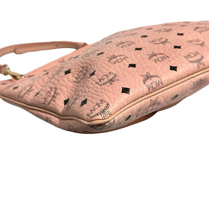Used MCM Calfskin Leather Cross Body Bag Pink