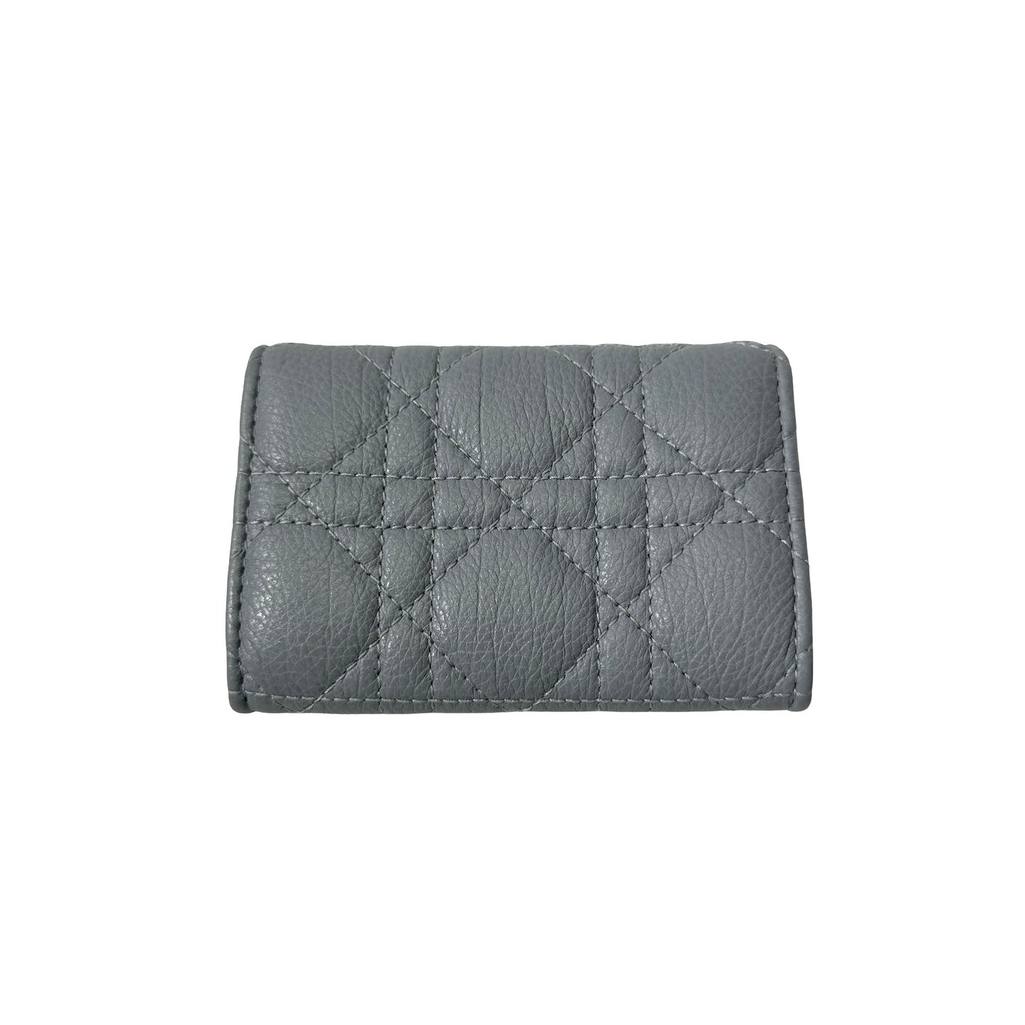 DIOR Cannage Calfskin Dior Caro Glycine Wallet Blue Ghw