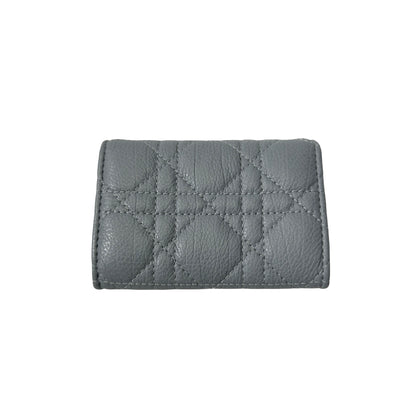 DIOR Cannage Calfskin Dior Caro Glycine Wallet Blue Ghw