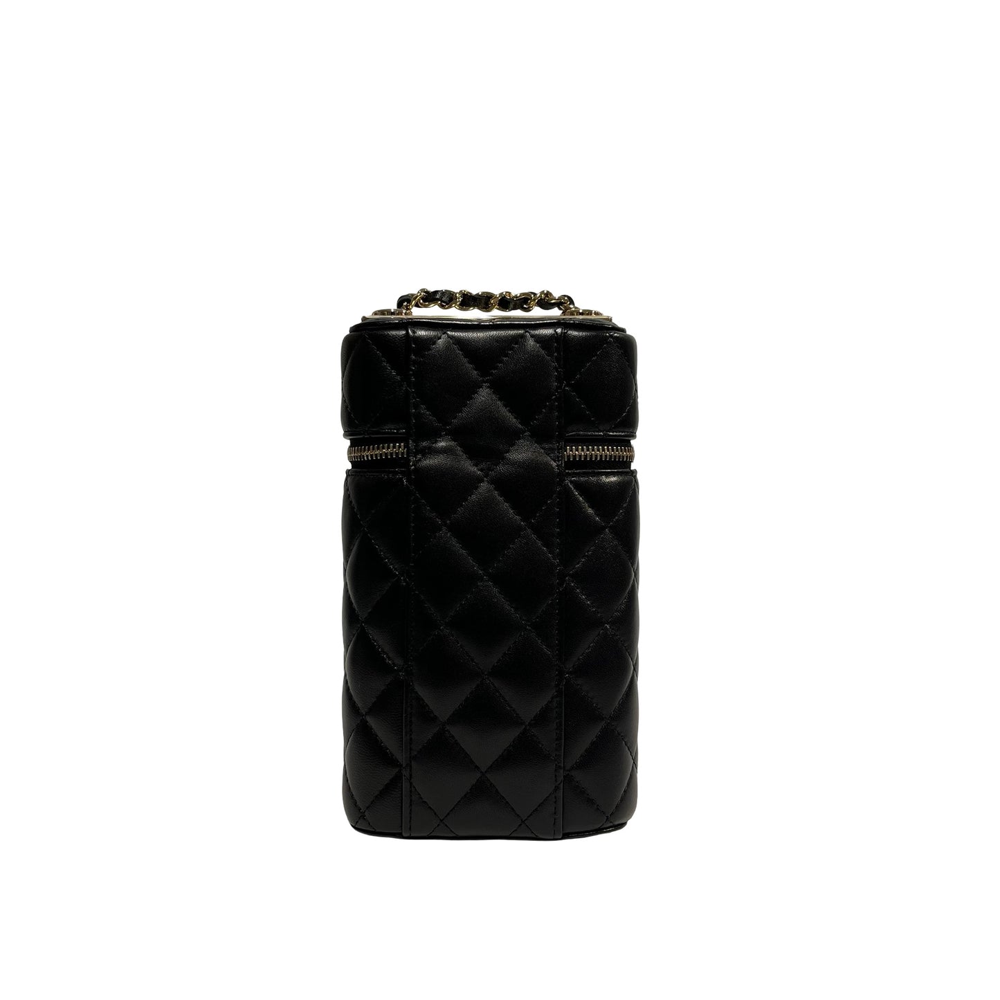 Used CHANEL Lambskin Leather Cross Body Bag Black GHW