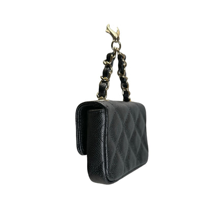 Used CHANEL Quilted Caviar Mini Flap Bag Mini Bag Black Gold Hardware