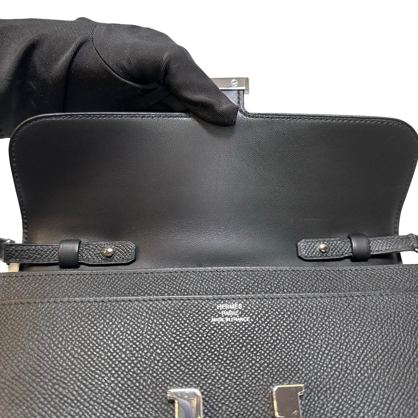 Used Hermès Calfskin Leather Constance to go Cross Body Bag PHW Black