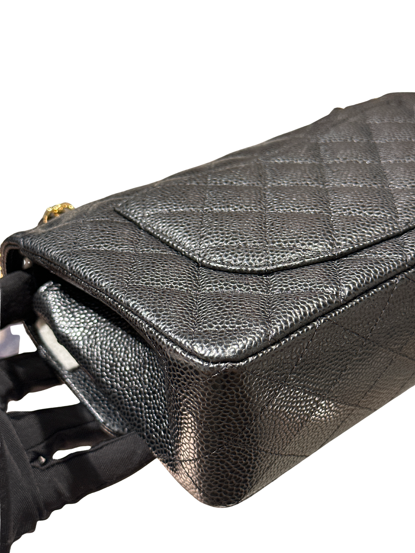 CHANEL Caviar Quilted CF23 Shoulder Bag Black Gold