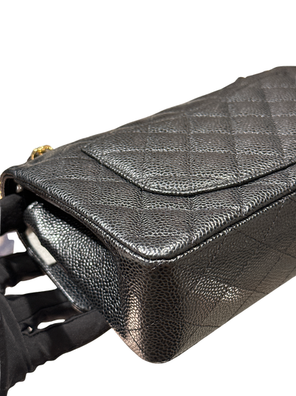 CHANEL Caviar Quilted CF23 Shoulder Bag Black Gold