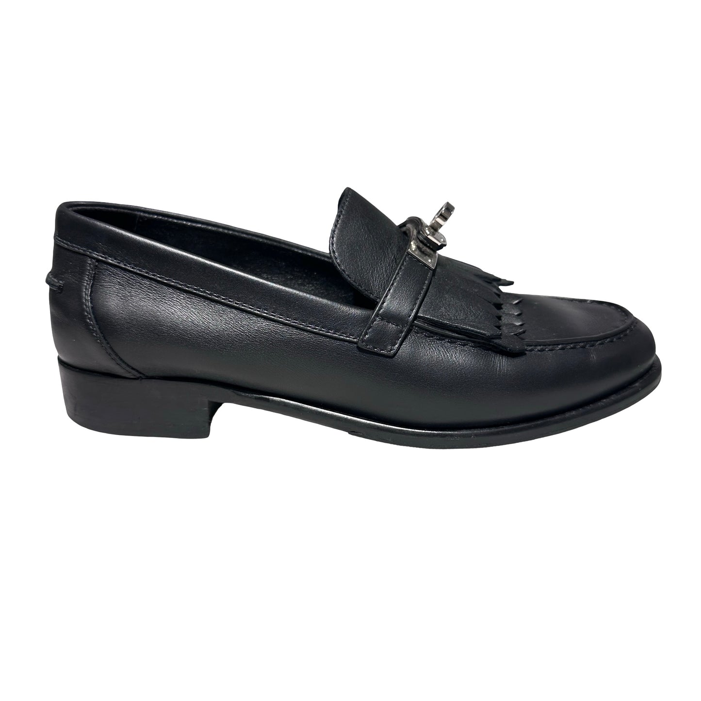 Used HERMÈS Kelly buckle loafers Shoes Black PHW