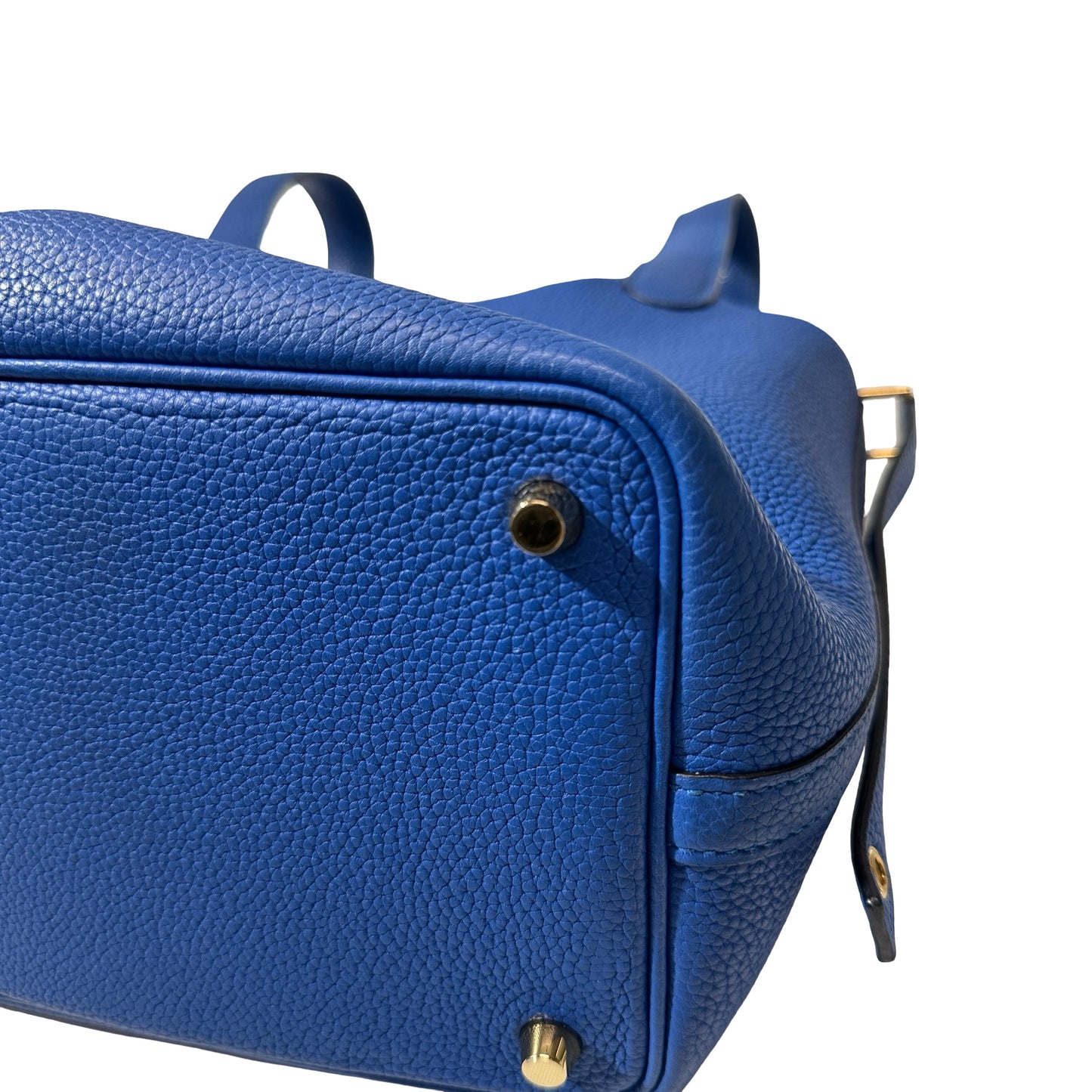 Used HERMÈS Clemence leather Picotin 18 Handbag bleu electrique PHW