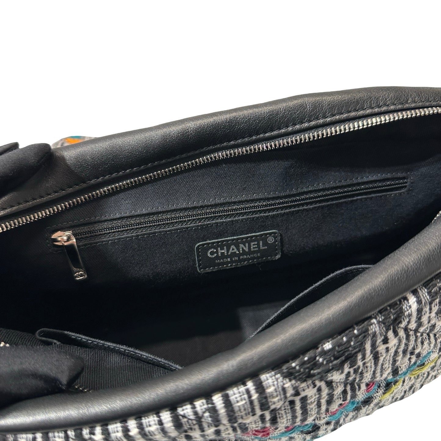 Used CHANEL Tweed Lambskin Leather Tweed No.5 Flap Shoulder Bag Multi colour PHW