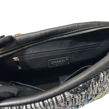 Used CHANEL Tweed Lambskin Leather Tweed No.5 Flap Shoulder Bag Multi colour PHW
