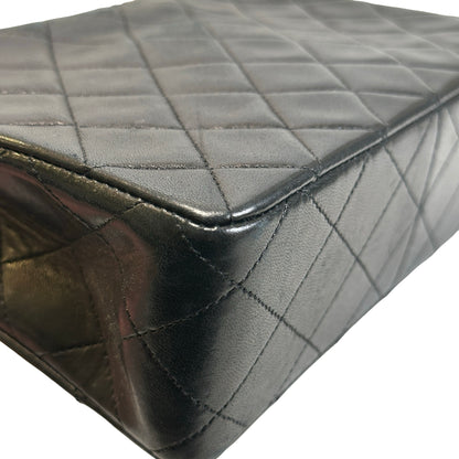 Used CHANEL Quilted Lambskin Mini Square Flap Chain Shoulder Bag Black Gold