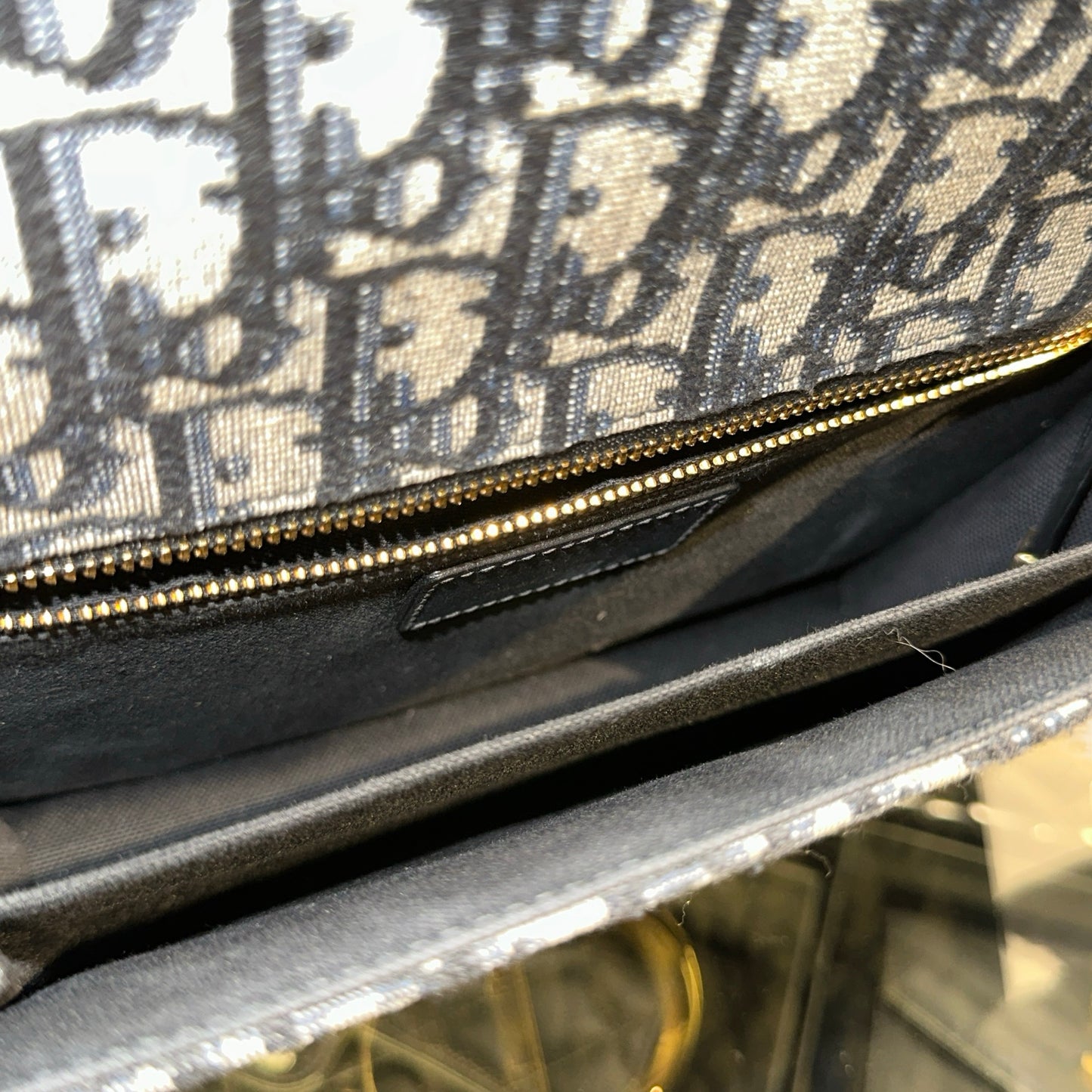Used DIOR Canvas MONTAIGHE 30 Cross Body Bag Navy Blue GHW
