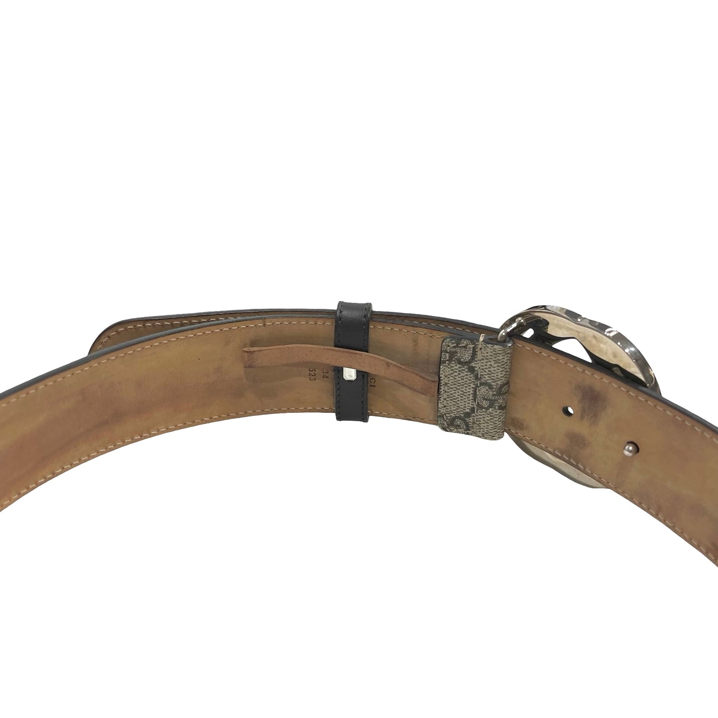 Used GUCCI GG Supreme Interlocking G Belt Belt Beige Silver