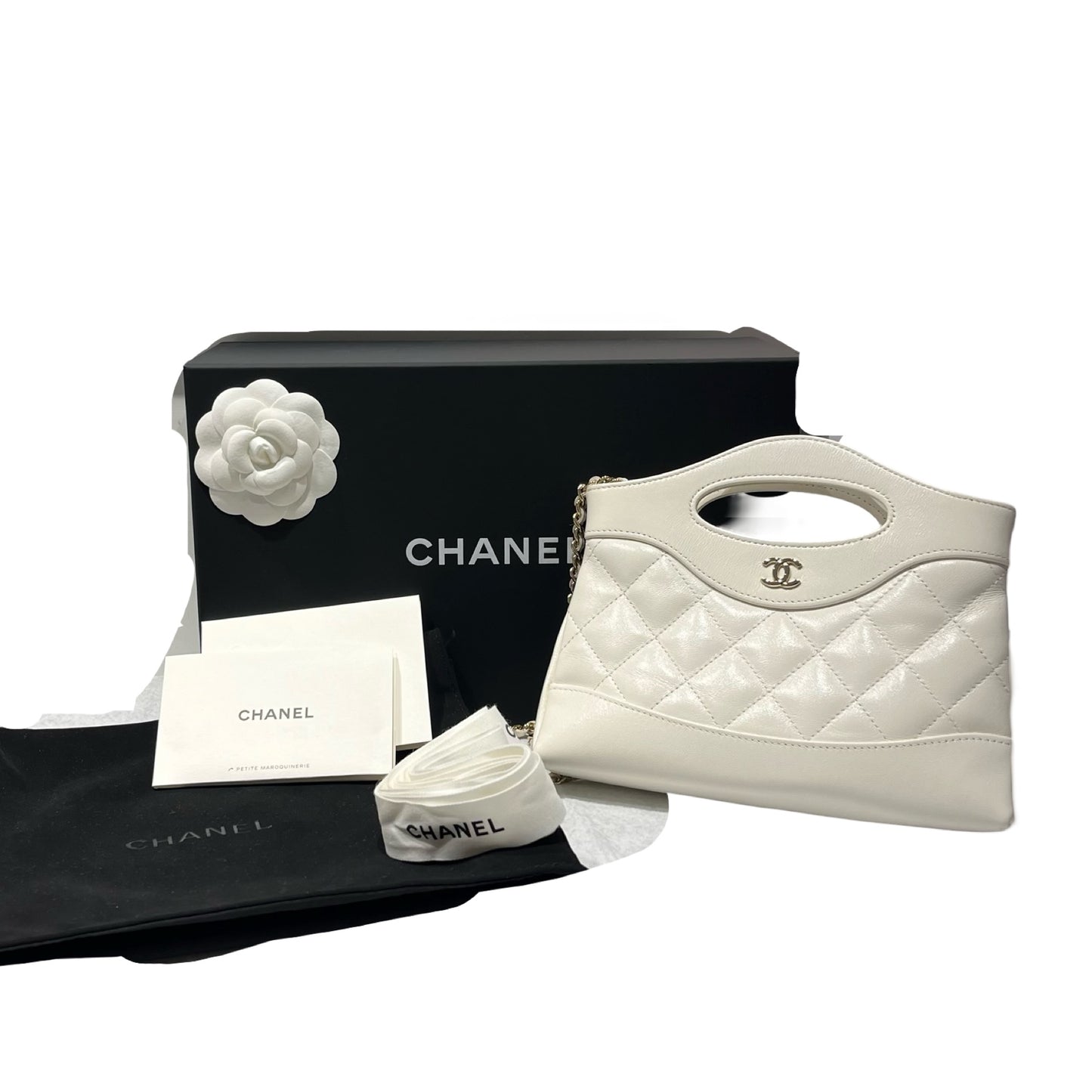 Used CHANEL 31 Nano Shoulder Bag White GHW