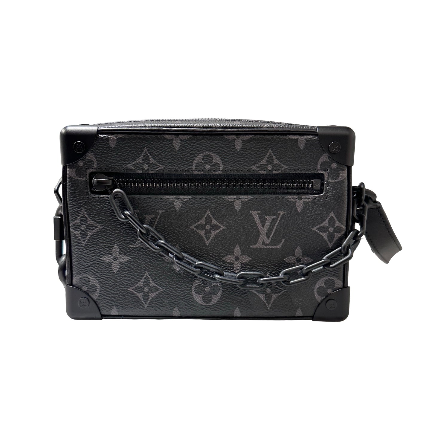 Used LOUIS VUITTON Monogram Eclipse Canvas Soft Trunk Mini Cross Body Bag Black