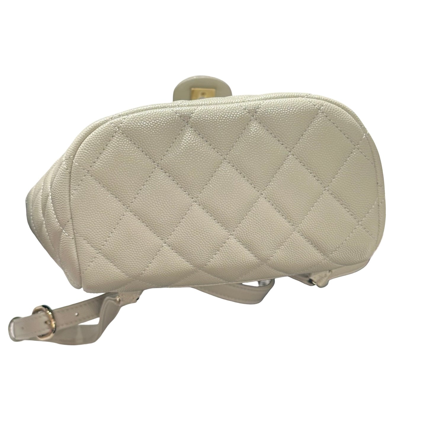 Used CHANEL Calfskin Leather Backpack Calf Skin Backpack Gray GHW