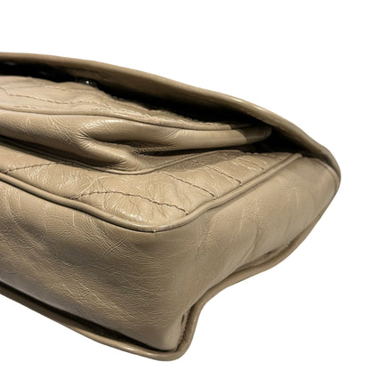 Used SAINT LAURENT Chevron Quilted Niki Chain Shoulder Bag Beige