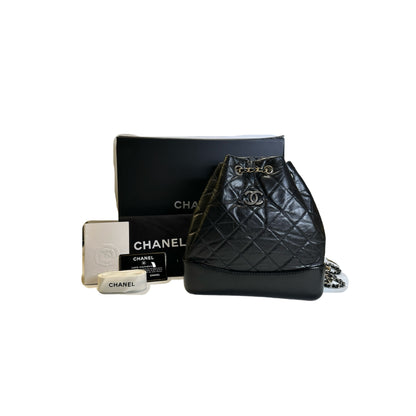Used CHANEL Calfskin Gabrielle Backpack Backpack (Rucksack) Black PHW
