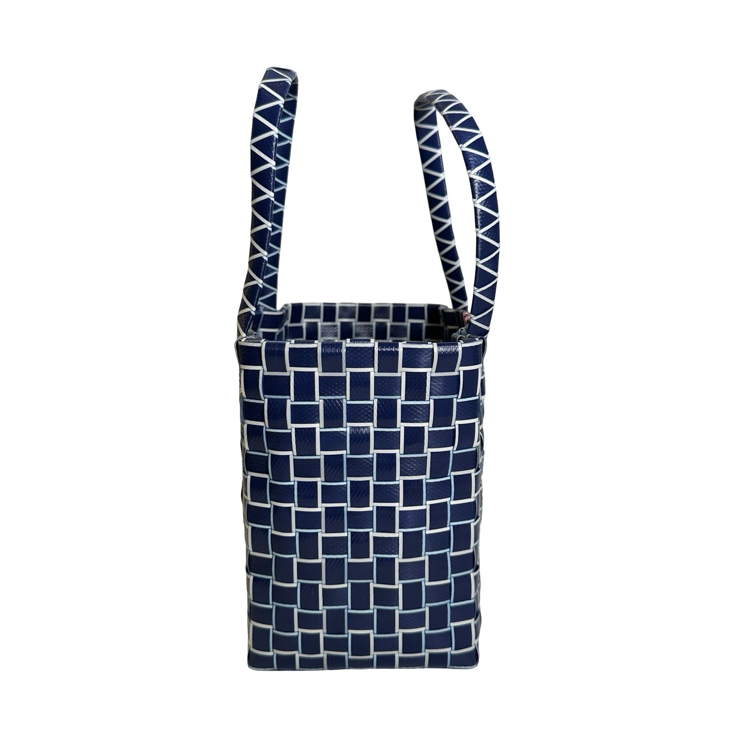 Used MARNI Woven Market Bag Tote Bag Blue Pink White