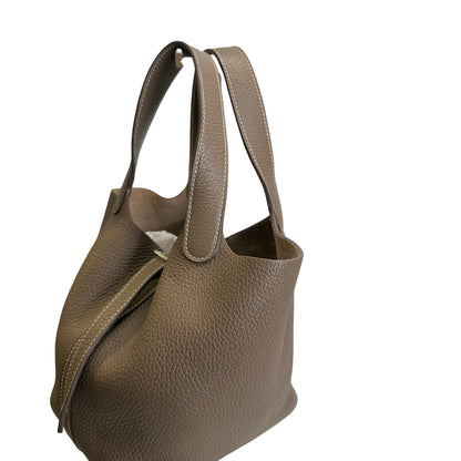 Used HERMES Clemence Picotin Lock Handbag Etain