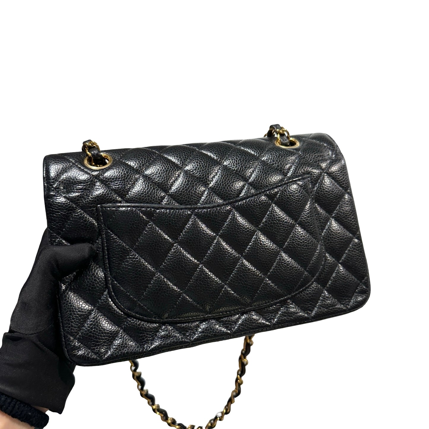 Used CHANEL Caviar Quilted CF23 Chain Shoulder Bag Black Gold