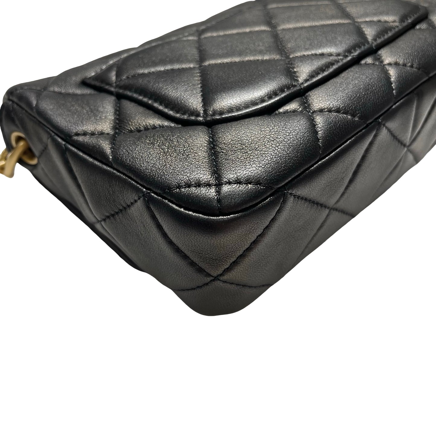 Used CHANEL Lambskin 23A Tassel hobo Hobo Bag Black Gold