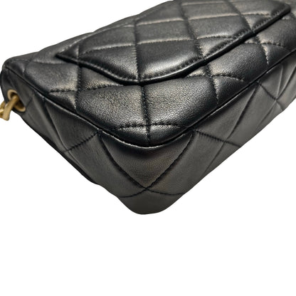 Used CHANEL Lambskin 23A Tassel hobo Hobo Bag Black Gold