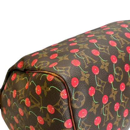 Used LOUIS VUITTON Monogram Cerises Speedy 25 Cerises Handbag Brown Red